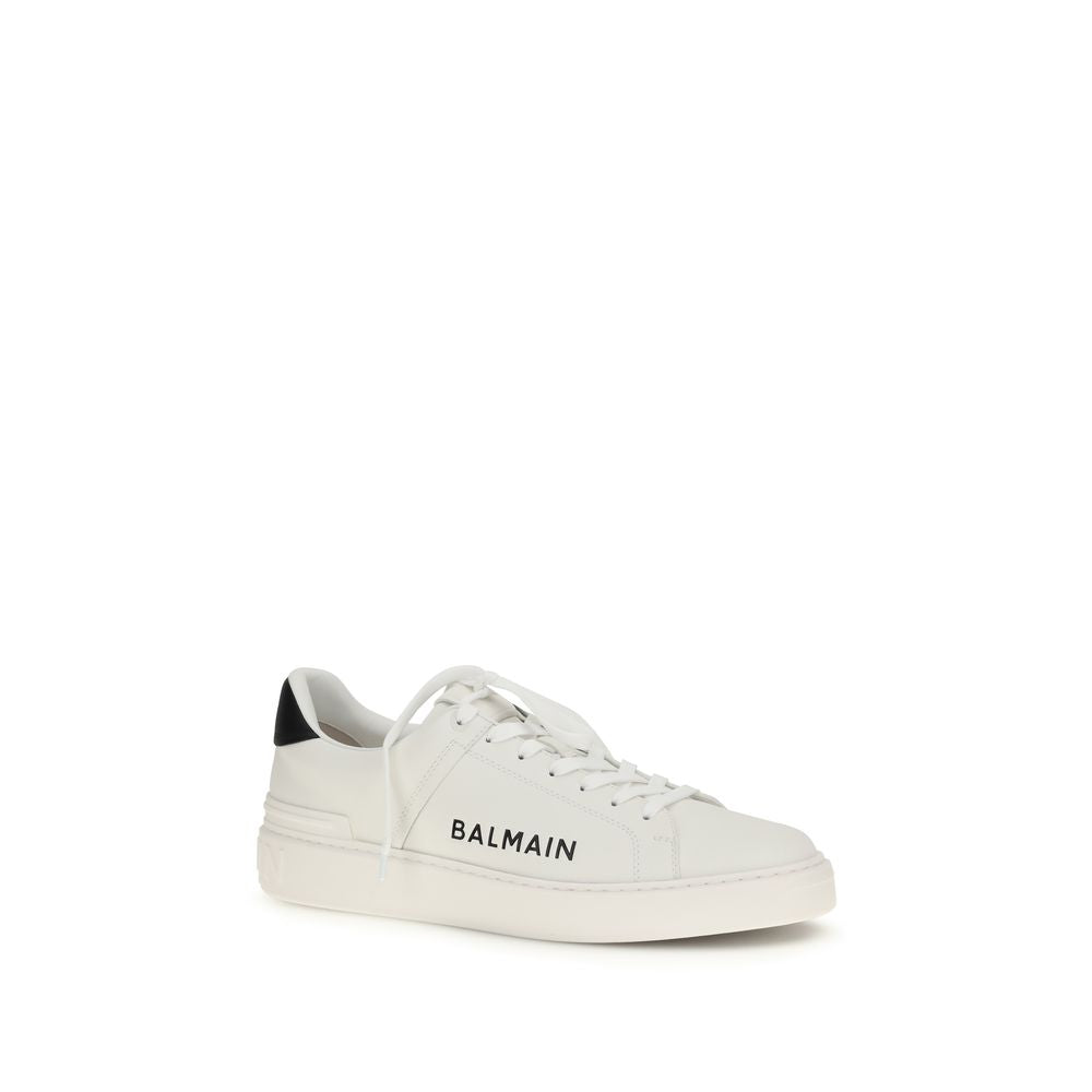 Balmain White Calf Leather Bos Taurus Low Top Sneakers - Luxury Boutique Co