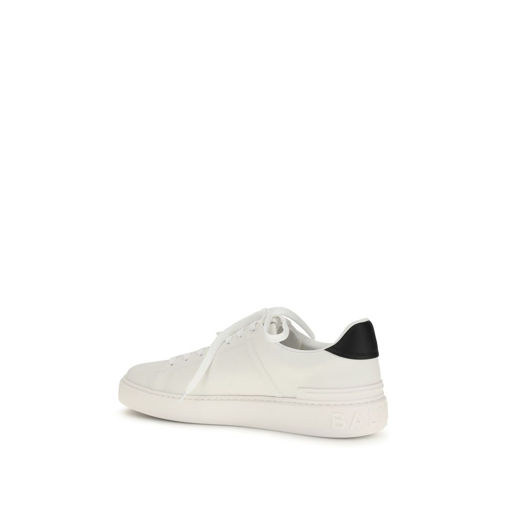 Balmain White Calf Leather Bos Taurus Low Top Sneakers - Luxury Boutique Co