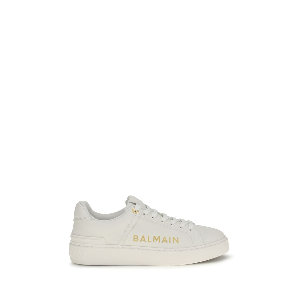 Balmain White Calf Leather Bos Taurus Low Top Sneakers - Luxury Boutique Co