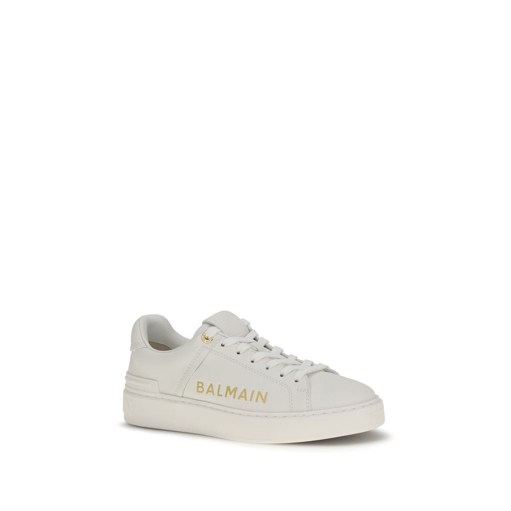 Balmain White Calf Leather Bos Taurus Low Top Sneakers - Luxury Boutique Co