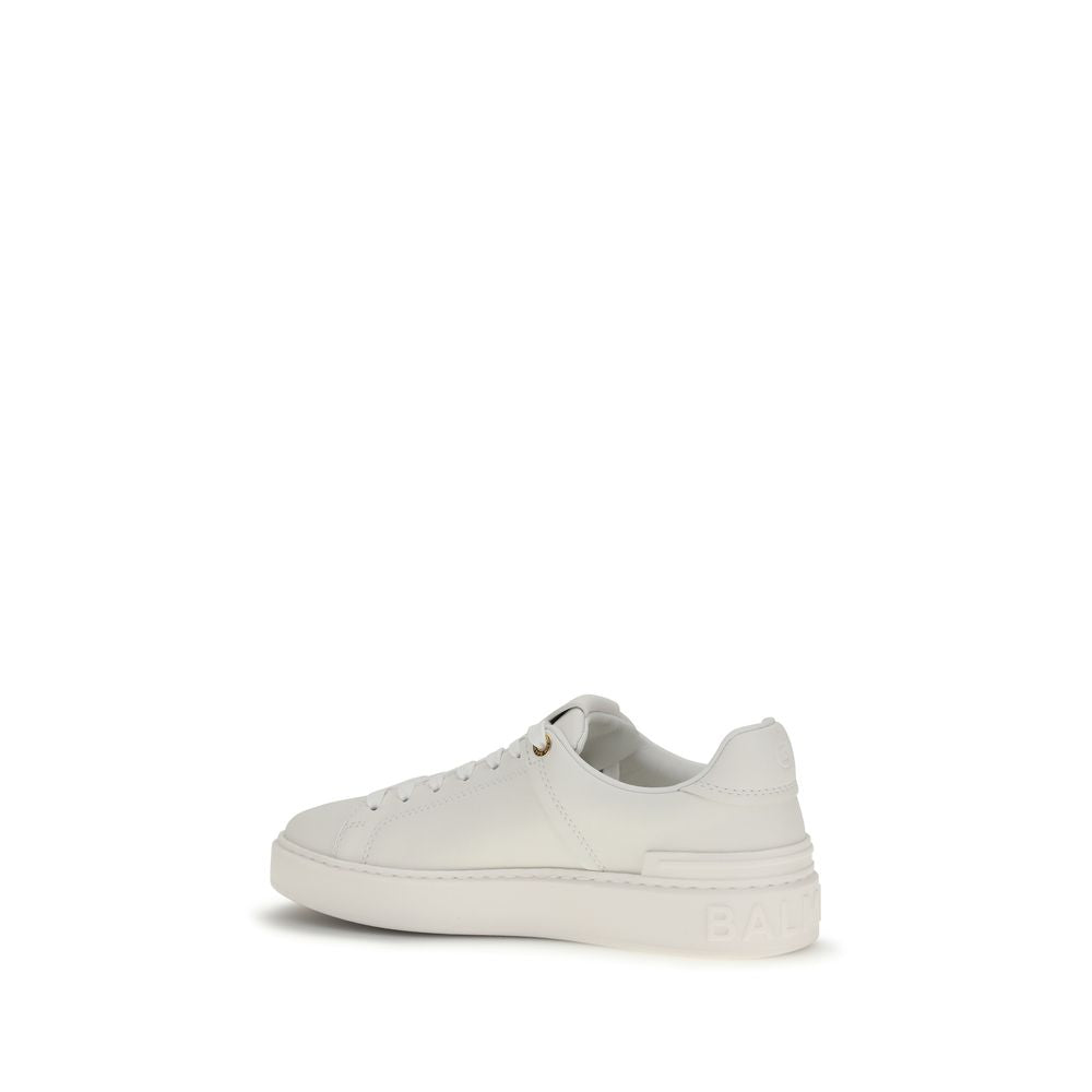 Balmain White Calf Leather Bos Taurus Low Top Sneakers - Luxury Boutique Co