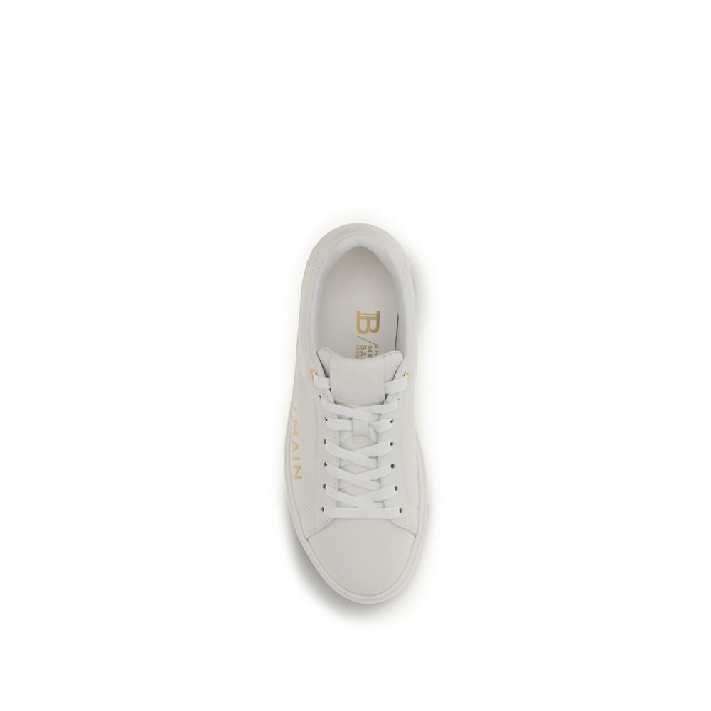 Balmain White Calf Leather Bos Taurus Low Top Sneakers - Luxury Boutique Co