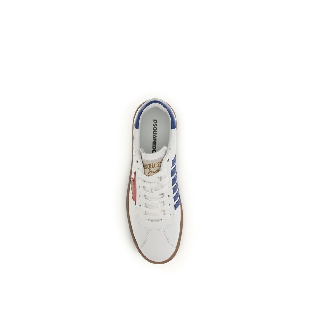 Dsquared² White Calf Leather Bos Taurus Chunky Sneakers - Luxury Boutique Co