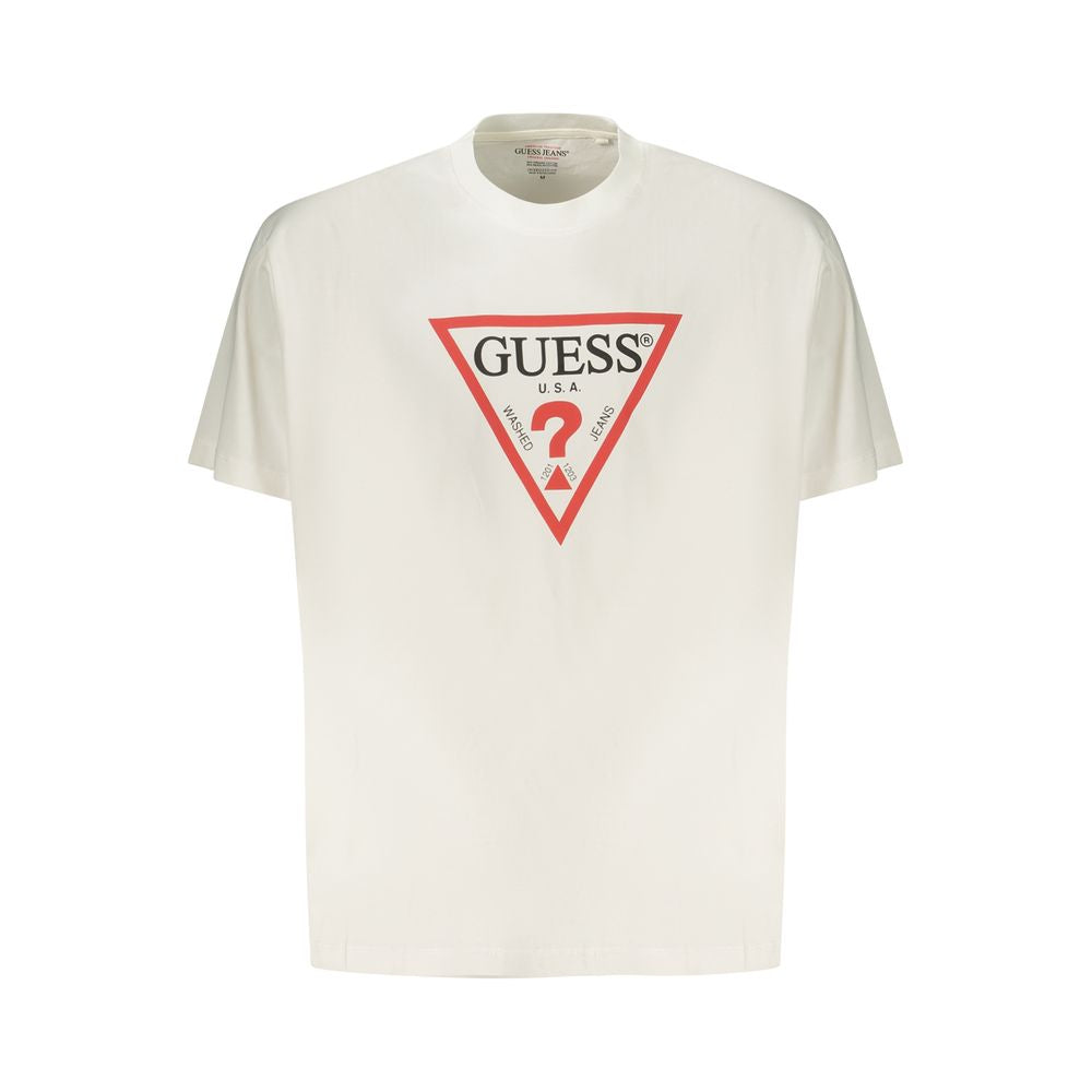 Guess Jeans White Cotton Men T-Shirt - Luxury Boutique Co