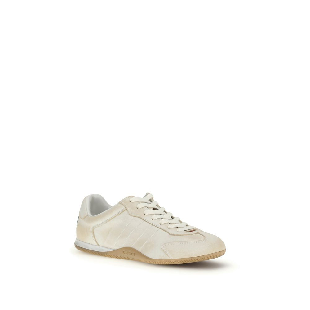 Gucci White Calf Leather Bos Taurus Low Top Sneakers - Luxury Boutique Co