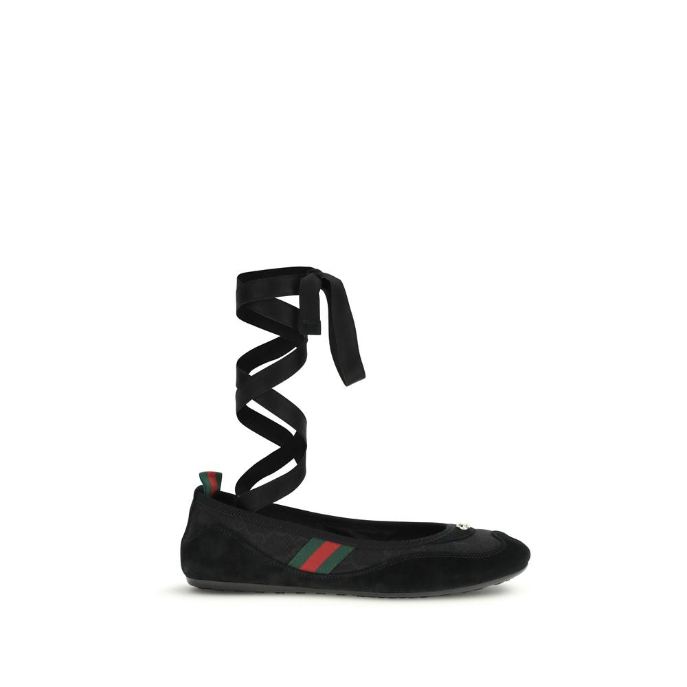 Gucci Black Fabric Ballet Flats - Luxury Boutique Co