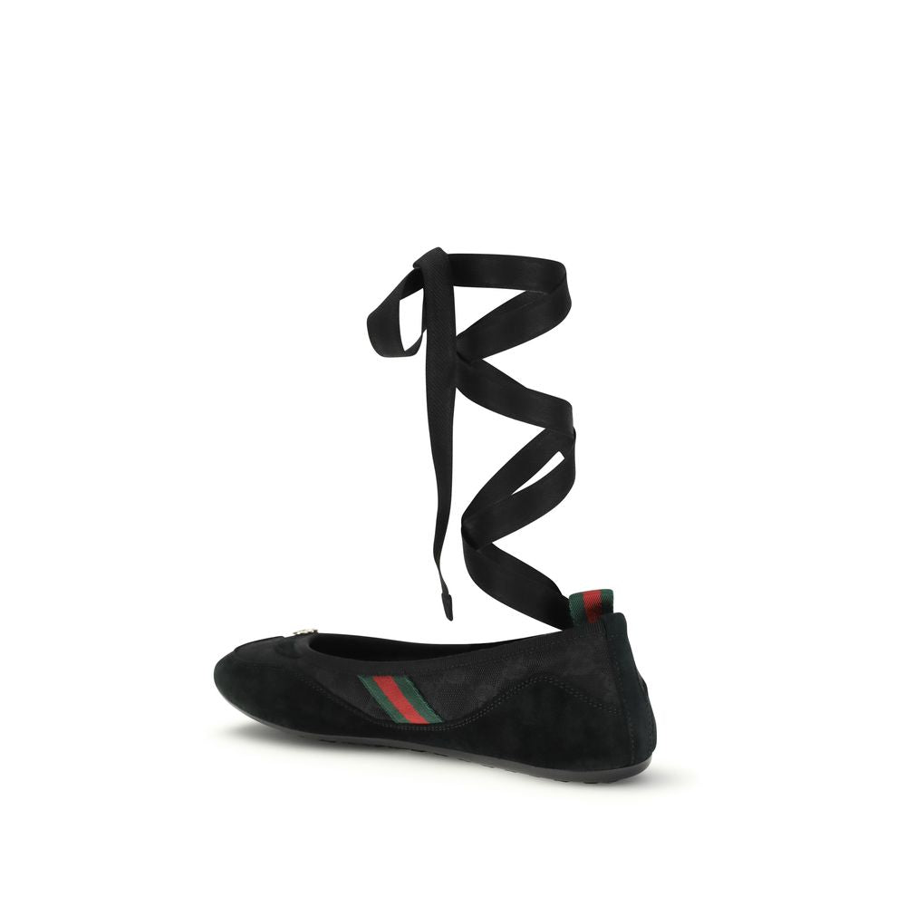 Gucci Black Fabric Ballet Flats - Luxury Boutique Co