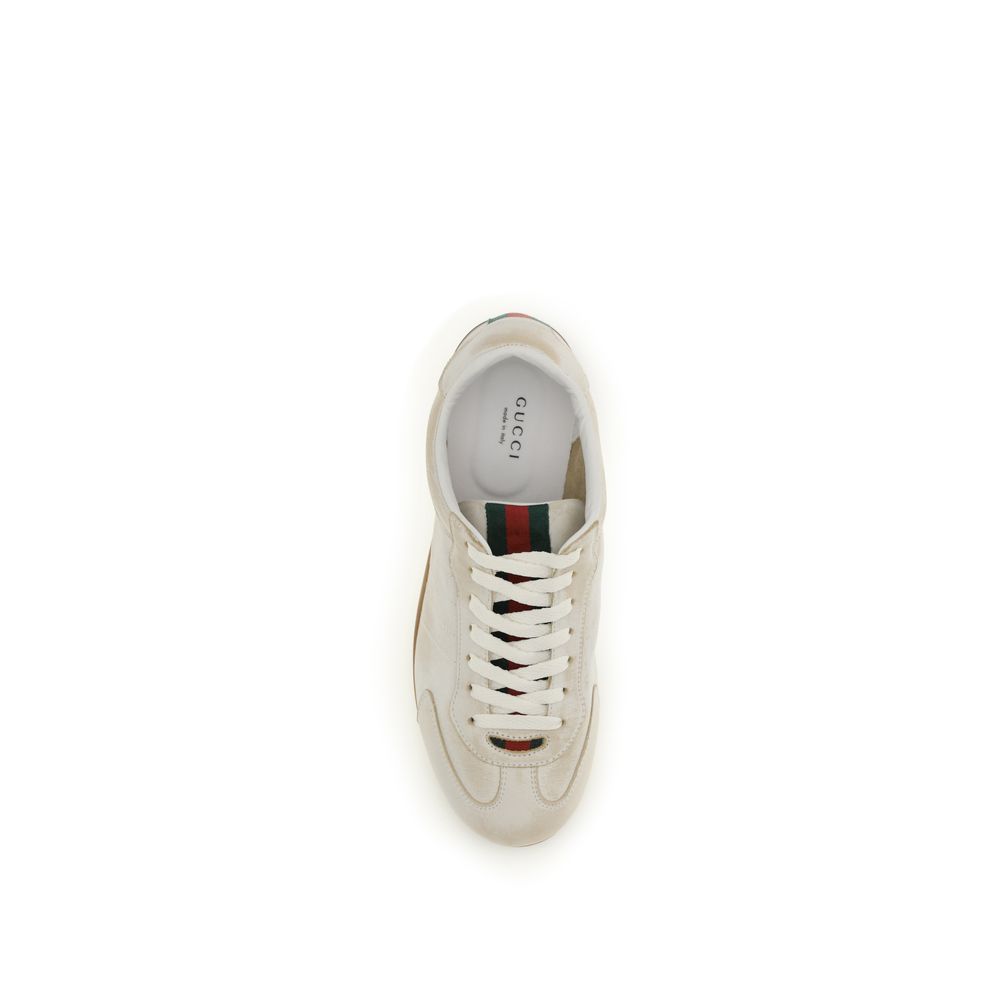 Gucci White Calf Leather Bos Taurus Low Top Sneakers - Luxury Boutique Co