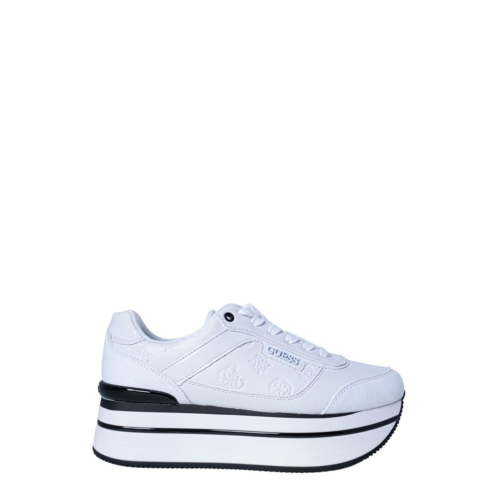 Guess White Polyester Platform Sneakers - Luxury Boutique Co