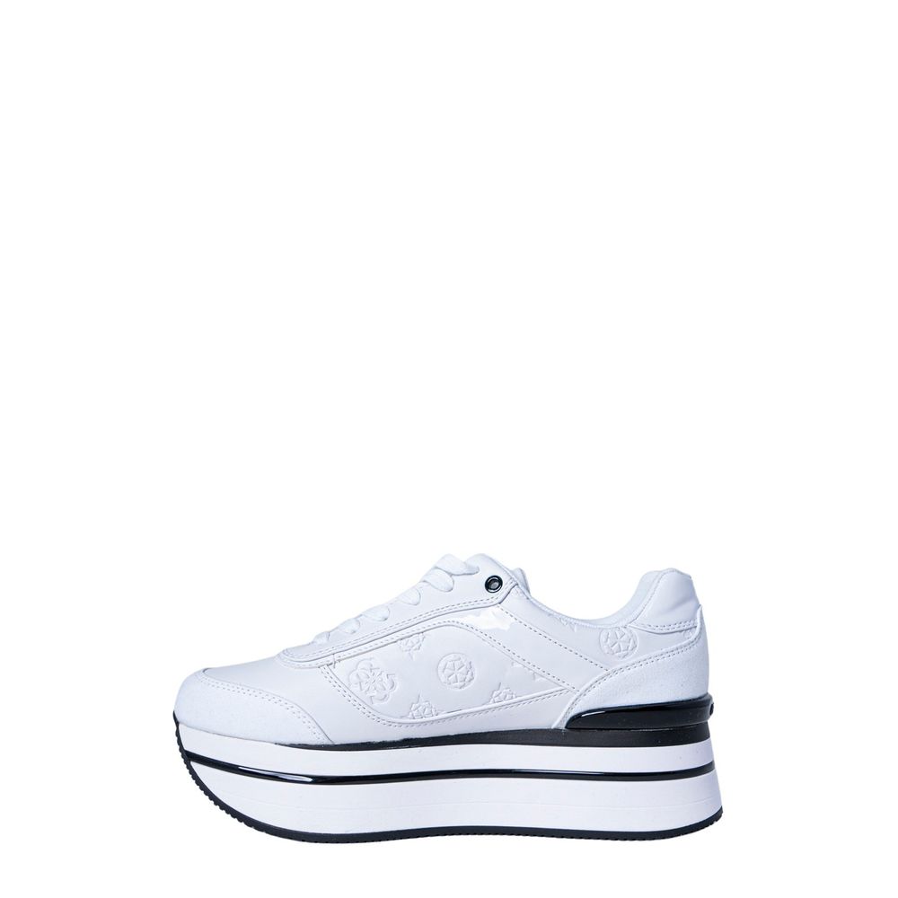 Guess White Polyester Platform Sneakers - Luxury Boutique Co