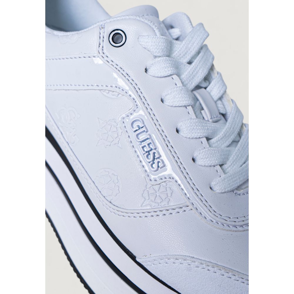 Guess White Polyester Platform Sneakers - Luxury Boutique Co