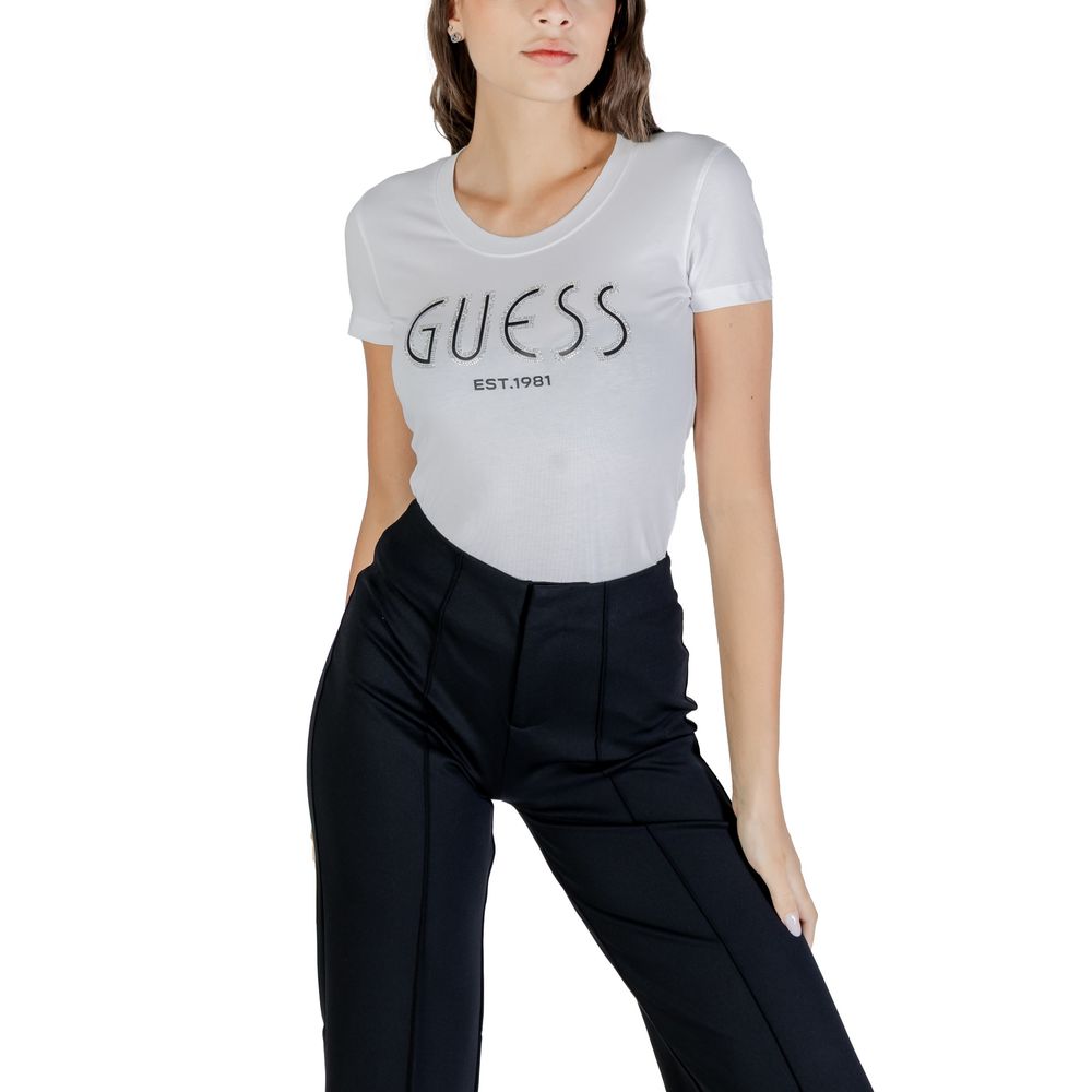 Guess White Cotton T-Shirt - Luxury Boutique Co