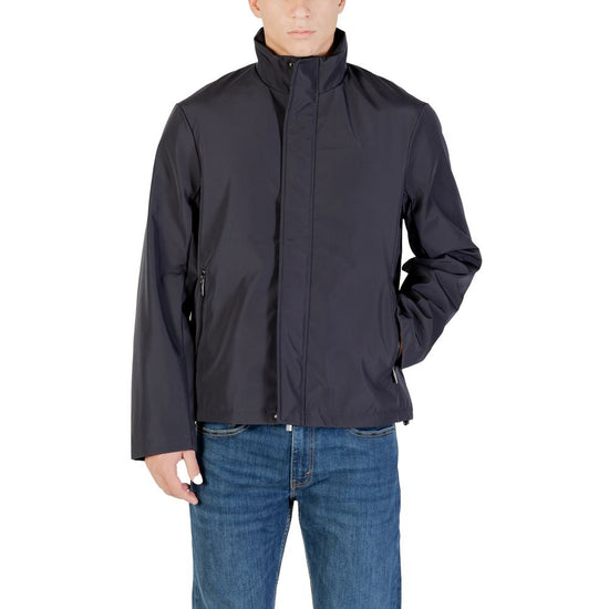 Armani Exchange Blue Polyester Full-Length Jacket