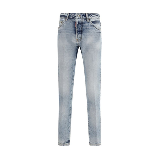 Dsquared² Blue Cotton Straight-Leg Jeans