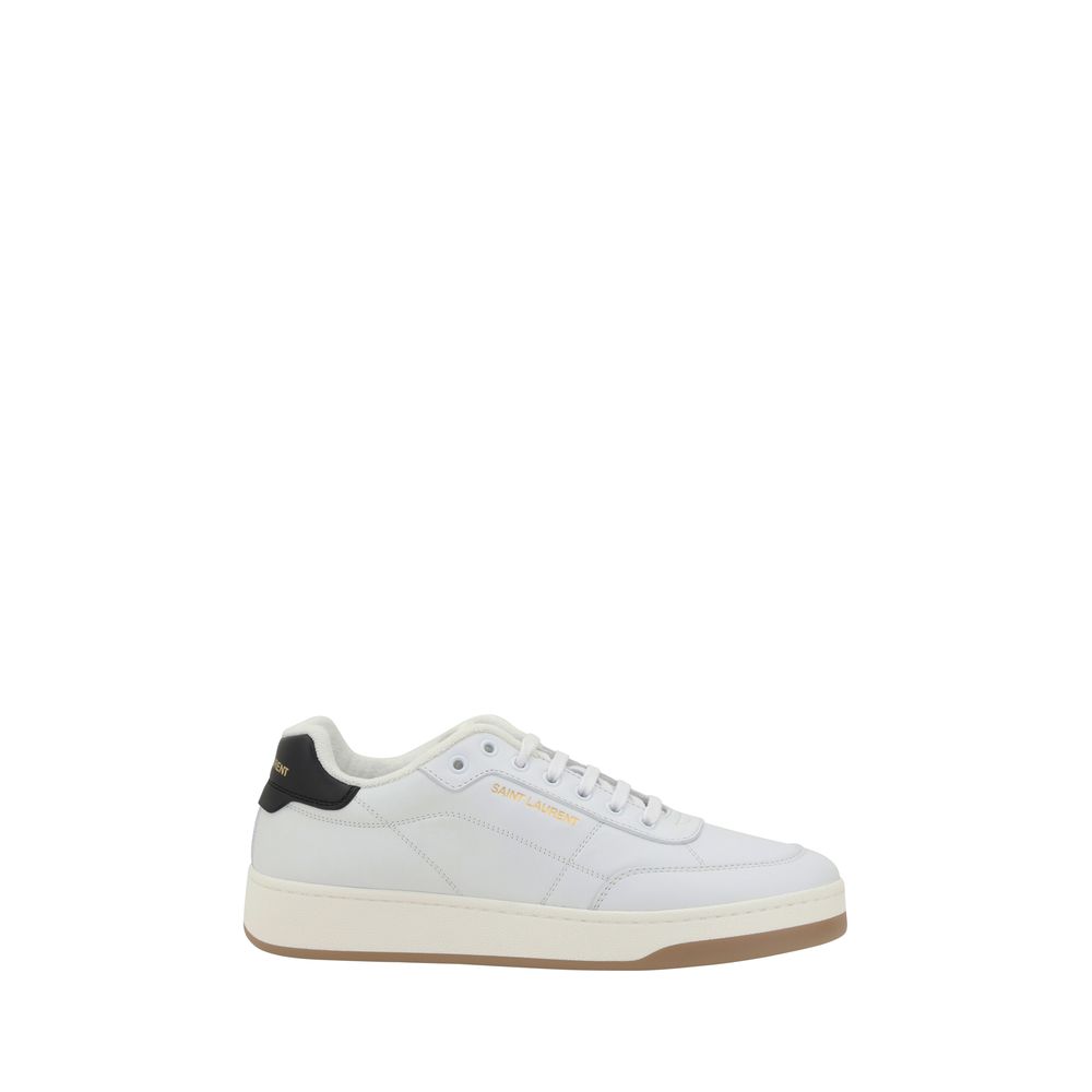 Saint Laurent White Calf Leather Bos Taurus Low Top Sneakers - Luxury Boutique Co