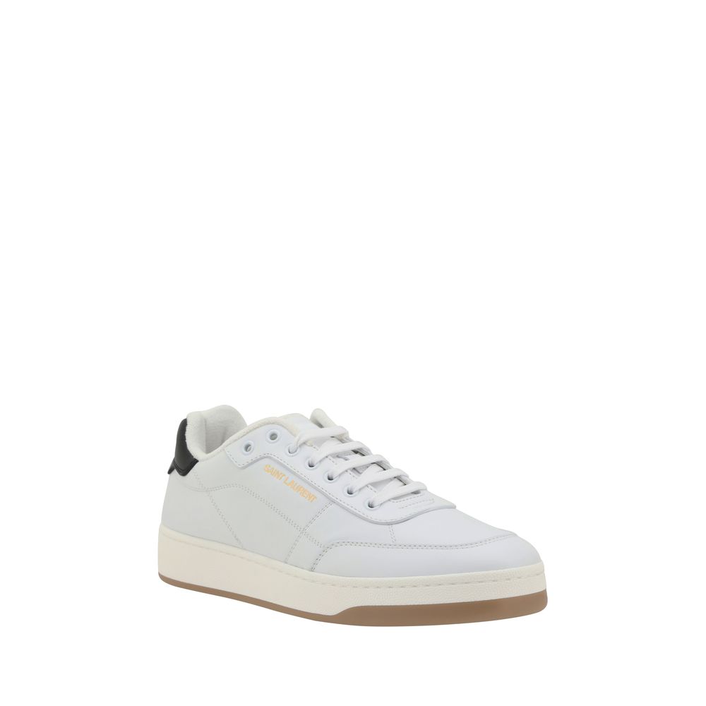 Saint Laurent White Calf Leather Bos Taurus Low Top Sneakers - Luxury Boutique Co