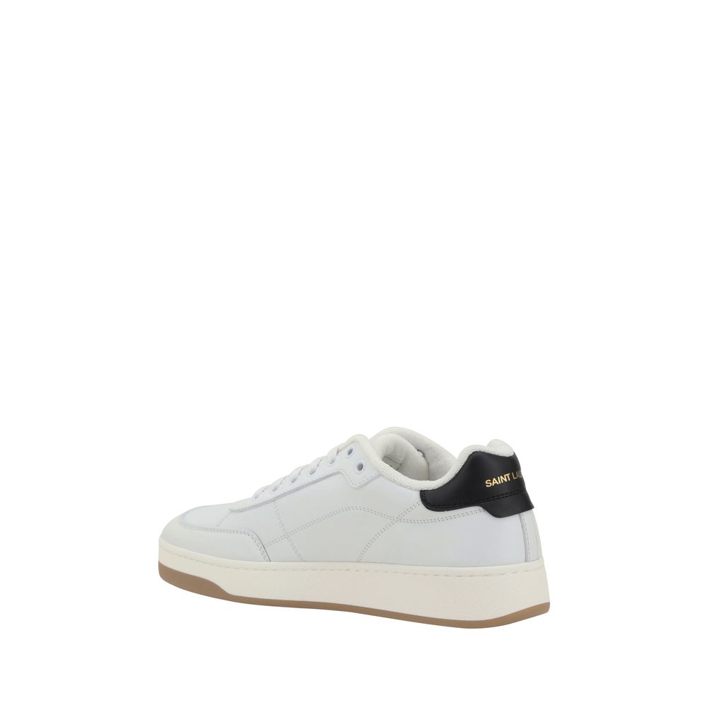 Saint Laurent White Calf Leather Bos Taurus Low Top Sneakers - Luxury Boutique Co