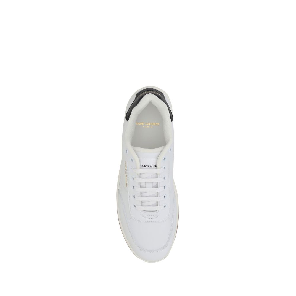 Saint Laurent White Calf Leather Bos Taurus Low Top Sneakers - Luxury Boutique Co