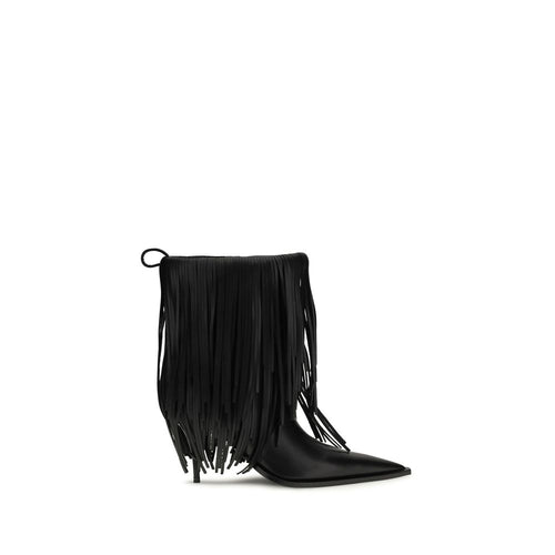 Balenciaga Black Calf Leather Bos Taurus Ankle Boots - Luxury Boutique Co
