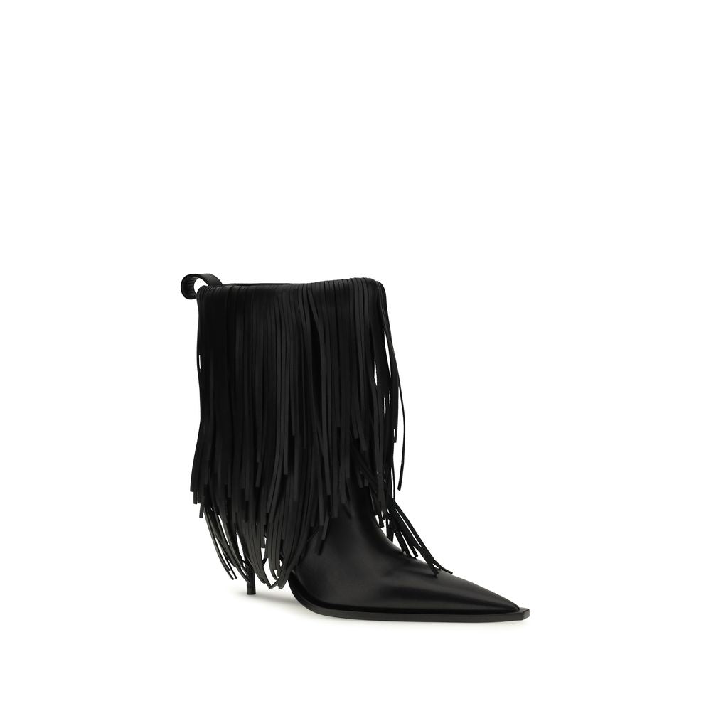 Balenciaga Black Calf Leather Bos Taurus Ankle Boots - Luxury Boutique Co
