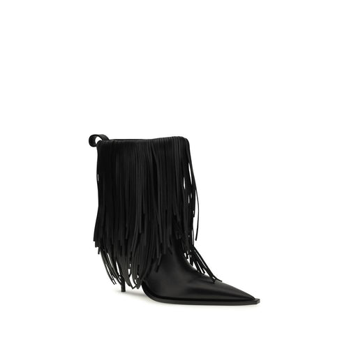 Balenciaga Black Calf Leather Bos Taurus Ankle Boots - Luxury Boutique Co