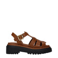 Sandalias de plataforma Prada de cuero marrón