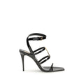 Saint Laurent Black Calf Leather Bos Taurus Stiletto Heel Sandals - Luxury Boutique Co