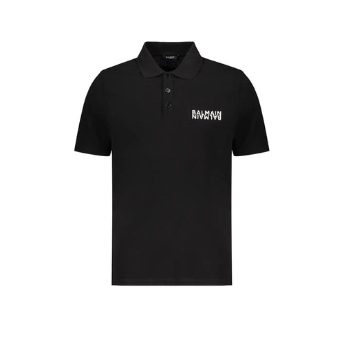 Balmain Black Cotton Polo Shirt - Luxury Boutique Co