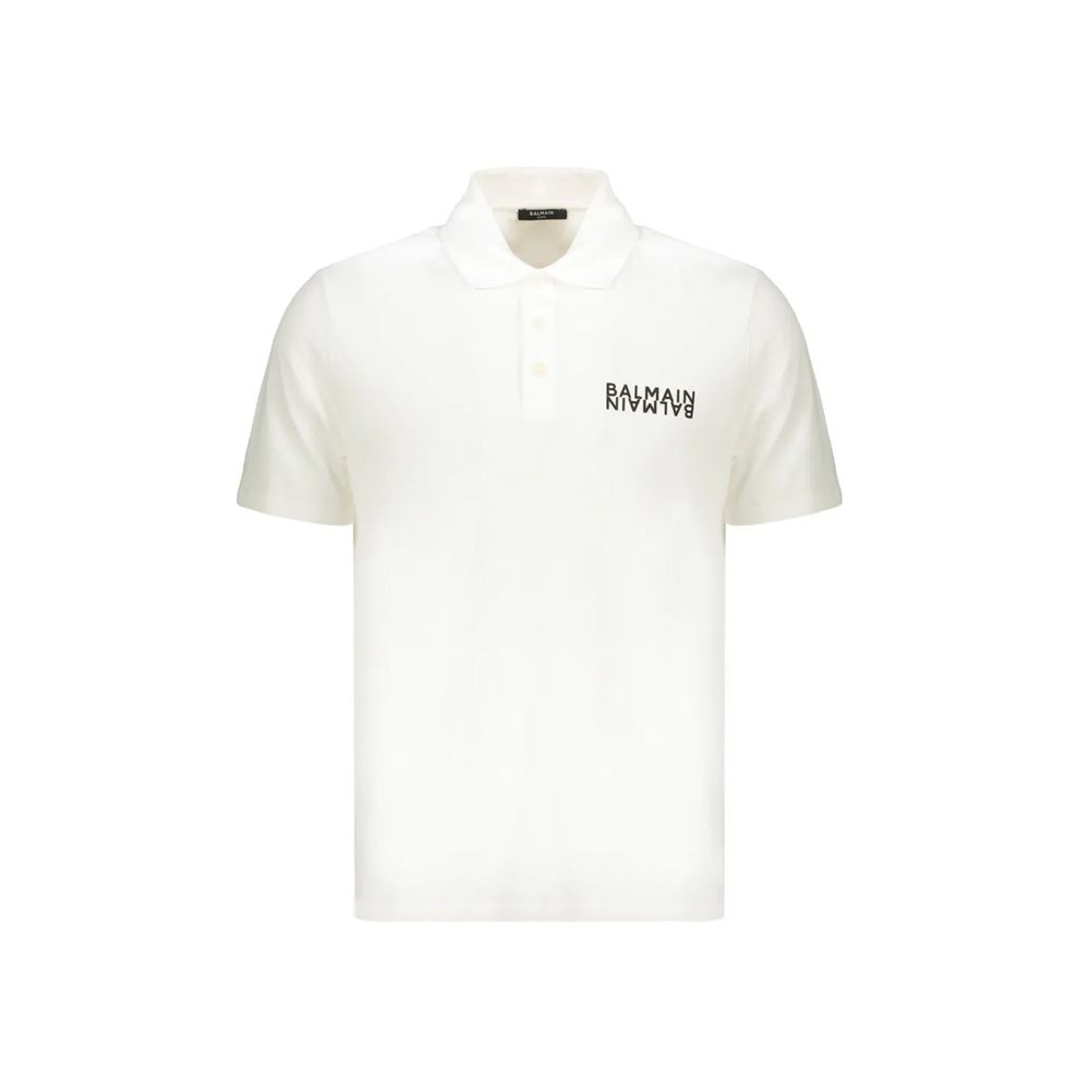 Balmain White Cotton Polo Shirt - Luxury Boutique Co