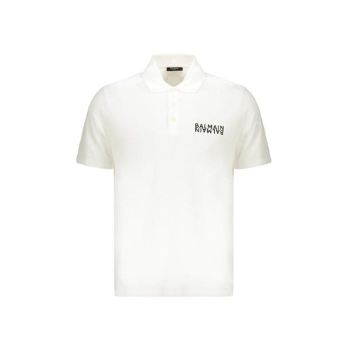 Balmain White Cotton Polo Shirt - Luxury Boutique Co