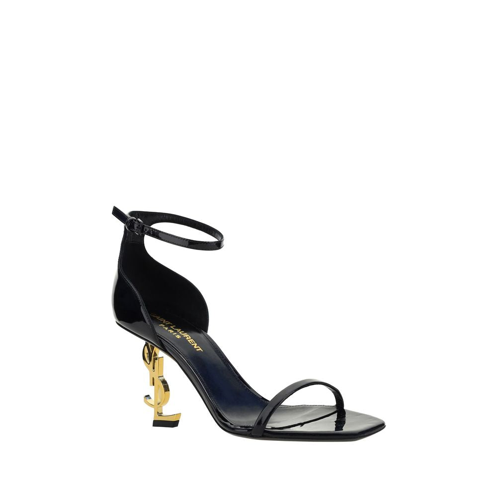 Saint Laurent Black Calf Leather Bos Taurus Stiletto Heel Sandals - Luxury Boutique Co