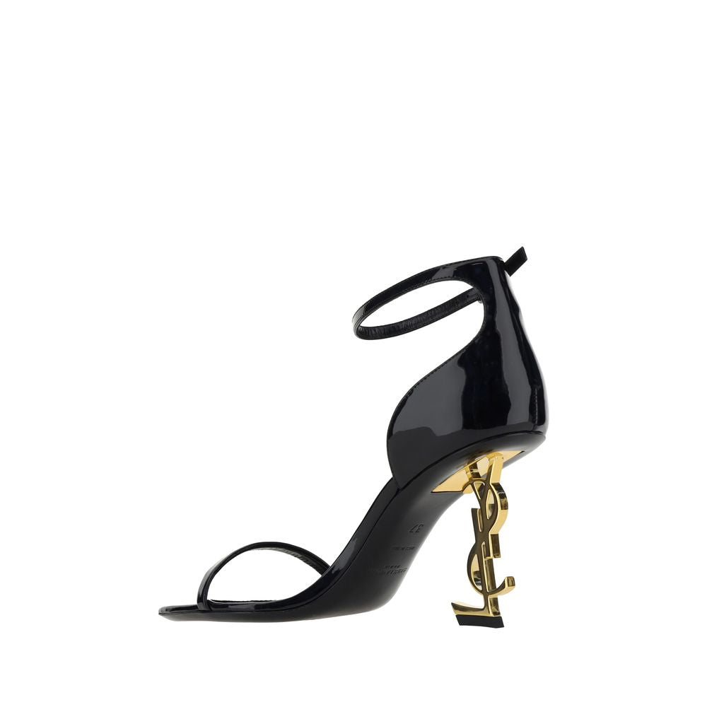 Saint Laurent Black Calf Leather Bos Taurus Stiletto Heel Sandals - Luxury Boutique Co