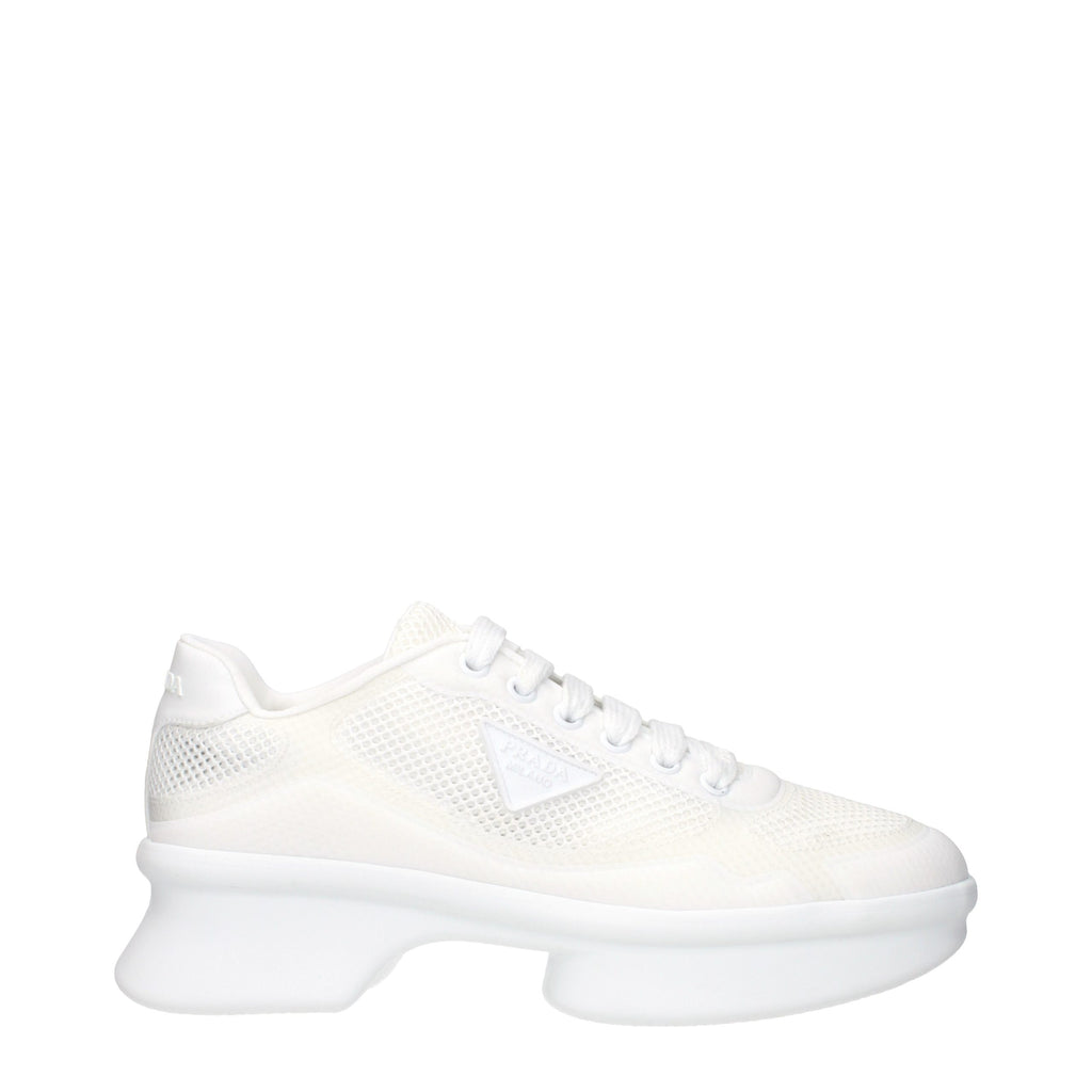 Prada White Fabric Athletic Sneakers - Luxury Boutique Co