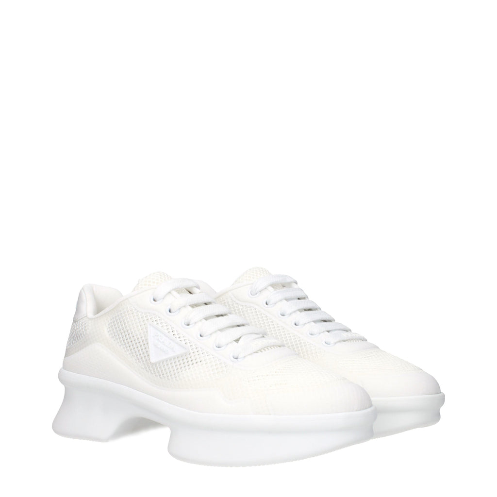 Prada White Fabric Athletic Sneakers - Luxury Boutique Co