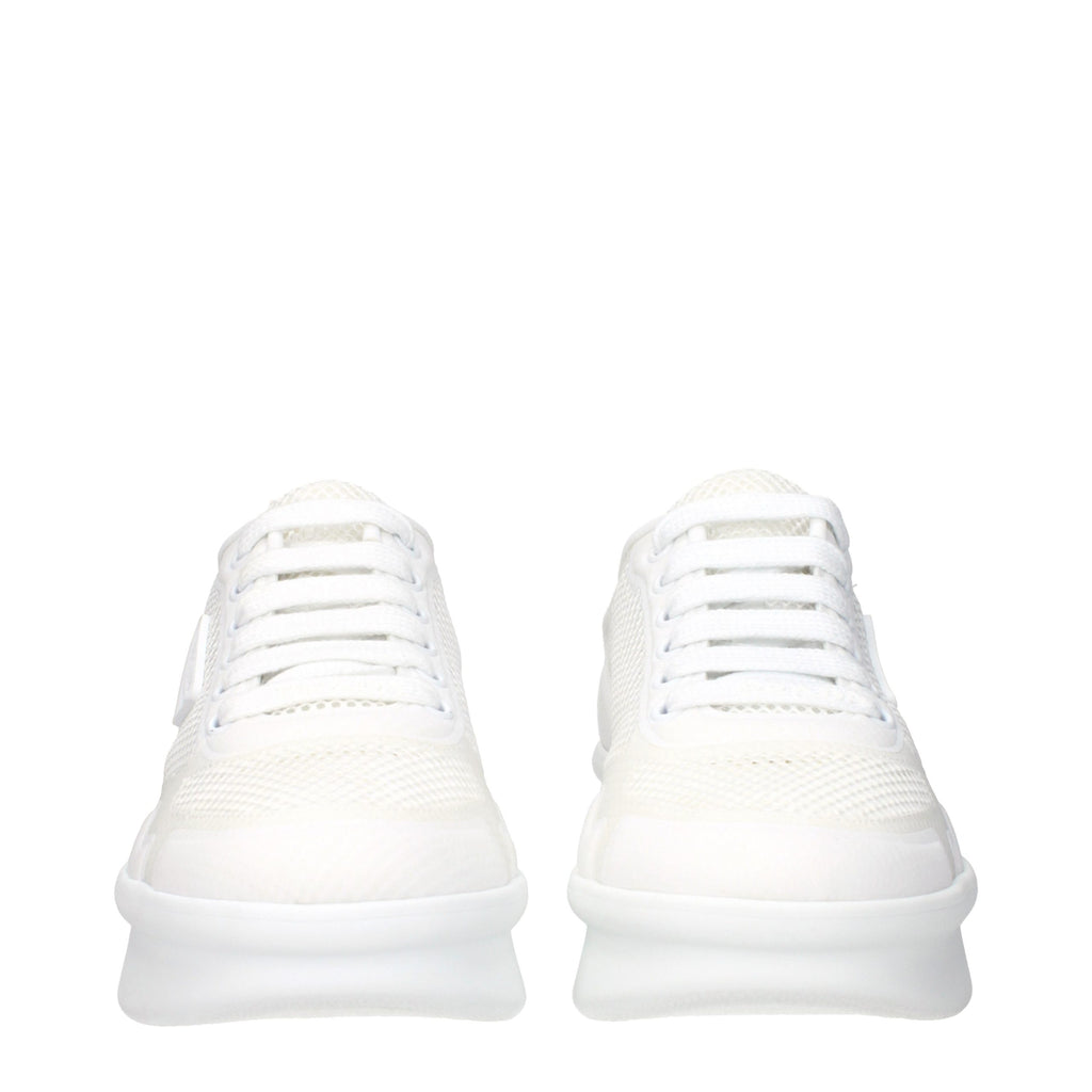 Prada White Fabric Athletic Sneakers - Luxury Boutique Co