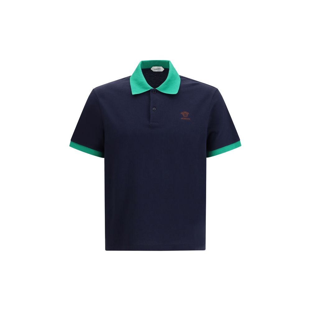 Versace Blue Cotton Polo Shirt - Luxury Boutique Co