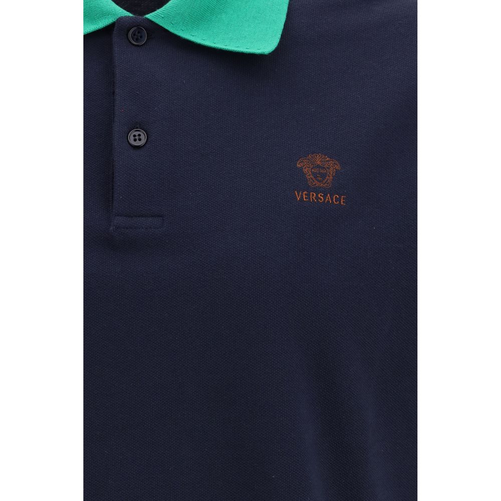 Versace Blue Cotton Polo Shirt - Luxury Boutique Co