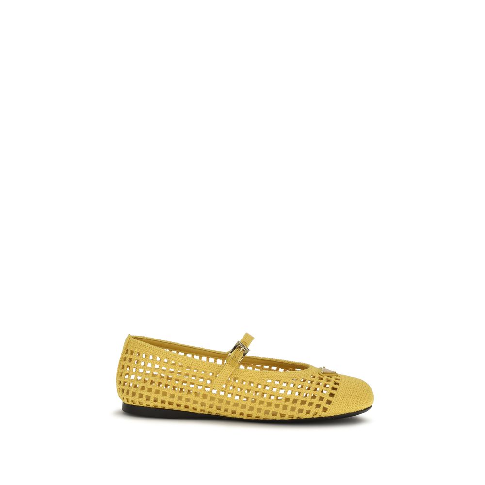 Prada Bicolor Cotton Ballet Flats - Luxury Boutique Co