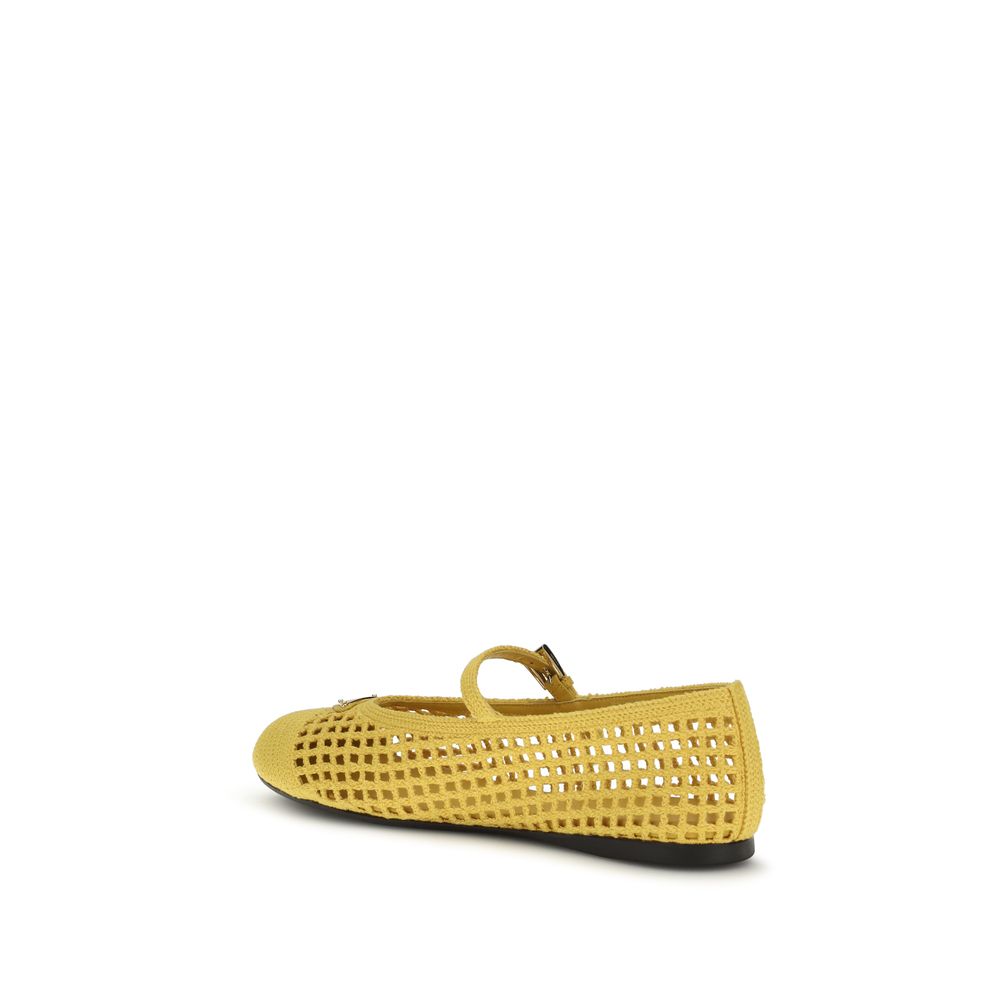 Prada Bicolor Cotton Ballet Flats - Luxury Boutique Co