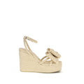 MACH & MACH Beige Raffia Wedge Sandals - Luxury Boutique Co