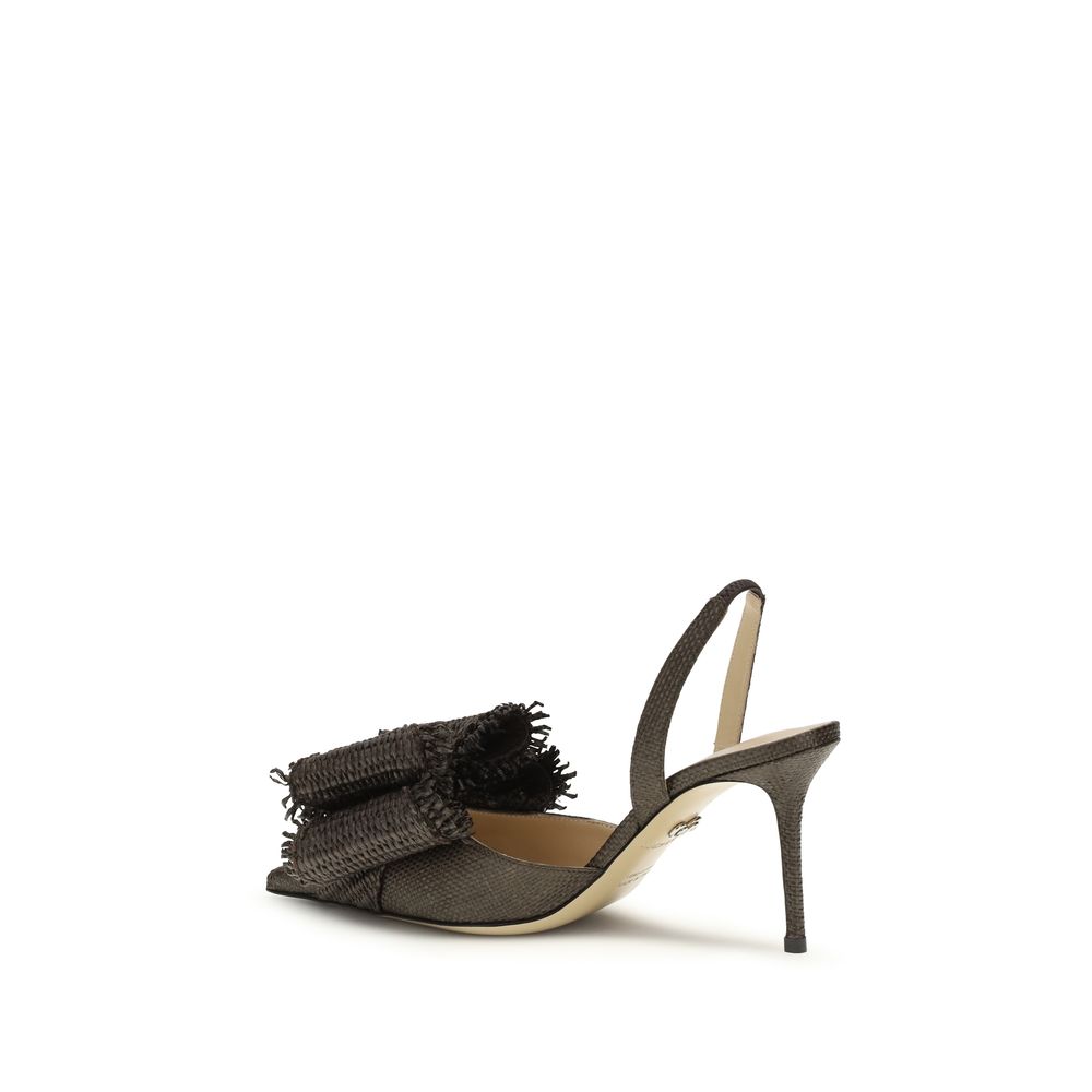 MACH & MACH Brown Raffia Platform Pumps - Luxury Boutique Co