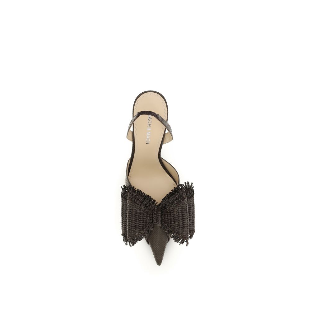 MACH & MACH Brown Raffia Platform Pumps - Luxury Boutique Co