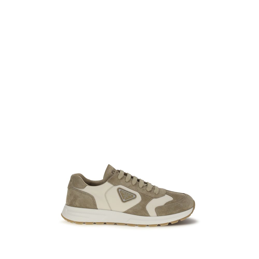 Prada Beige Calf Leather Bos Taurus Athletic Sneakers - Luxury Boutique Co