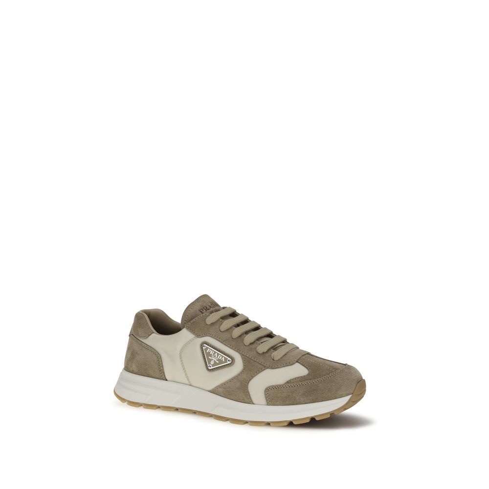Prada Beige Calf Leather Bos Taurus Athletic Sneakers - Luxury Boutique Co
