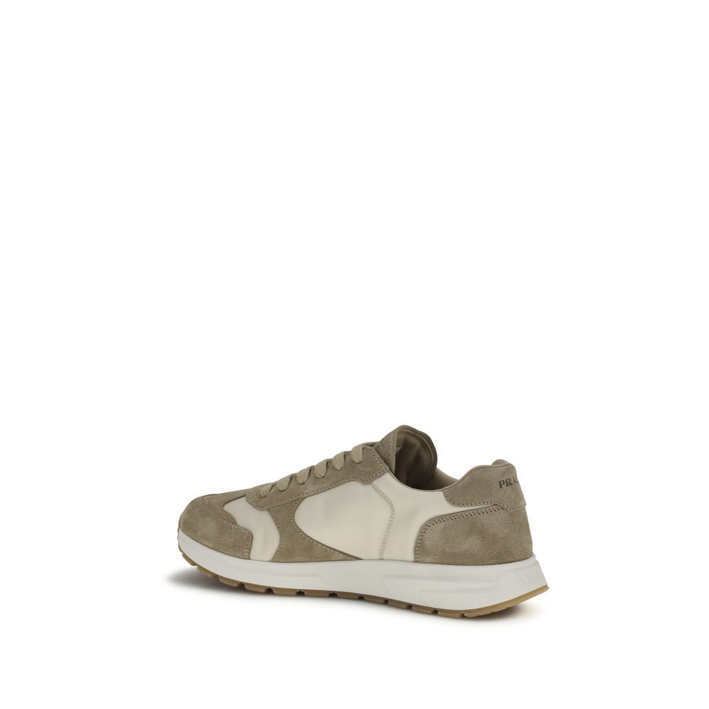 Prada Beige Calf Leather Bos Taurus Athletic Sneakers - Luxury Boutique Co