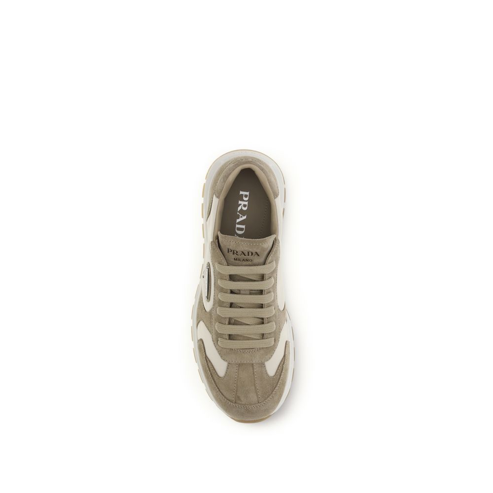 Prada Beige Calf Leather Bos Taurus Athletic Sneakers - Luxury Boutique Co