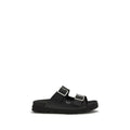 Prada Black Calf Leather Bos Taurus Flat Sandals - Luxury Boutique Co