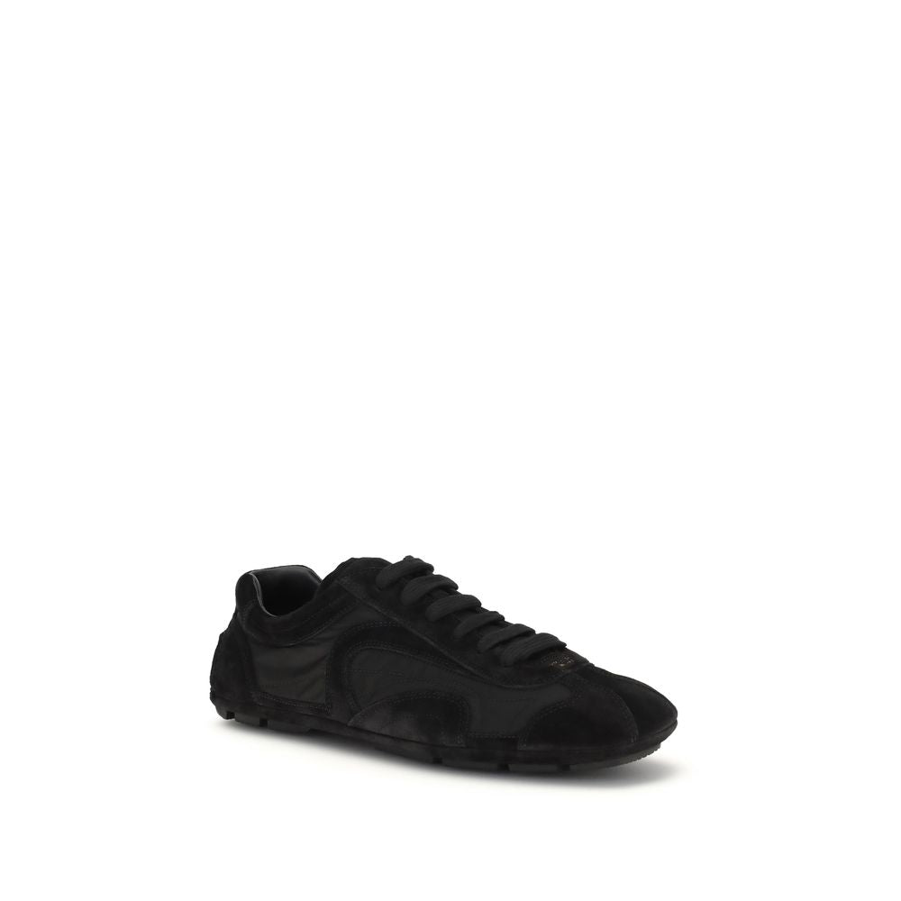 Prada Black Calf Leather Bos Taurus Athletic Sneakers - Luxury Boutique Co