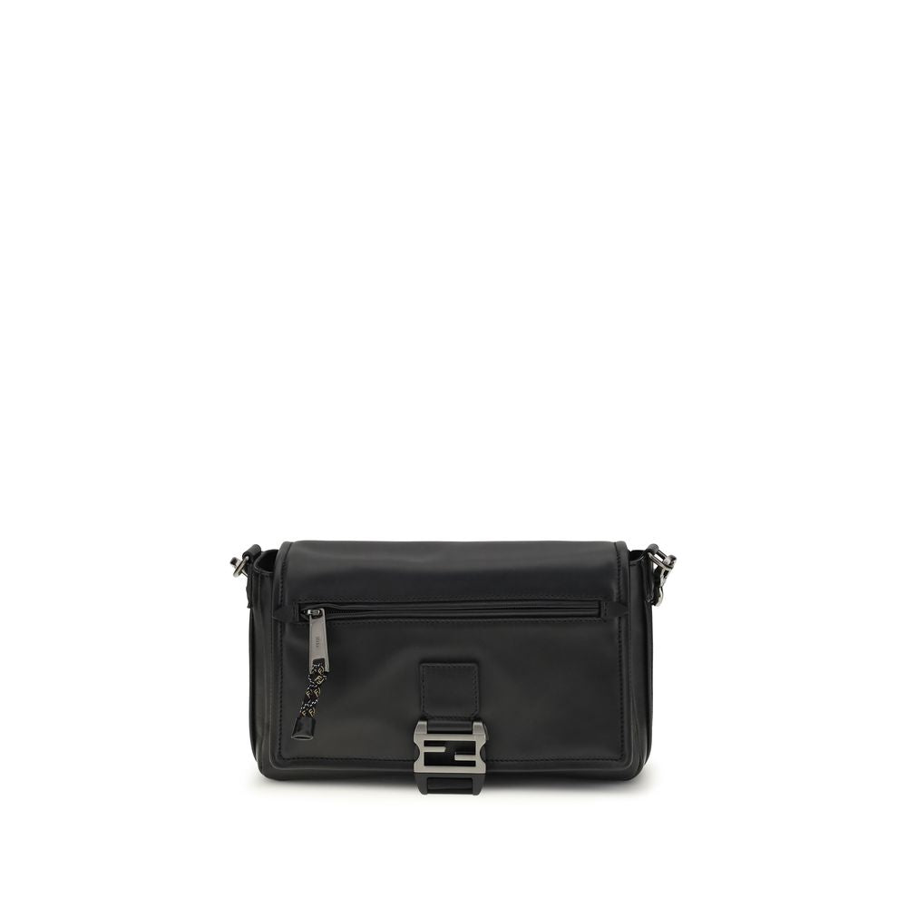 Fendi Black Calf Leather Bos Taurus Shoulder Bag - Luxury Boutique Co