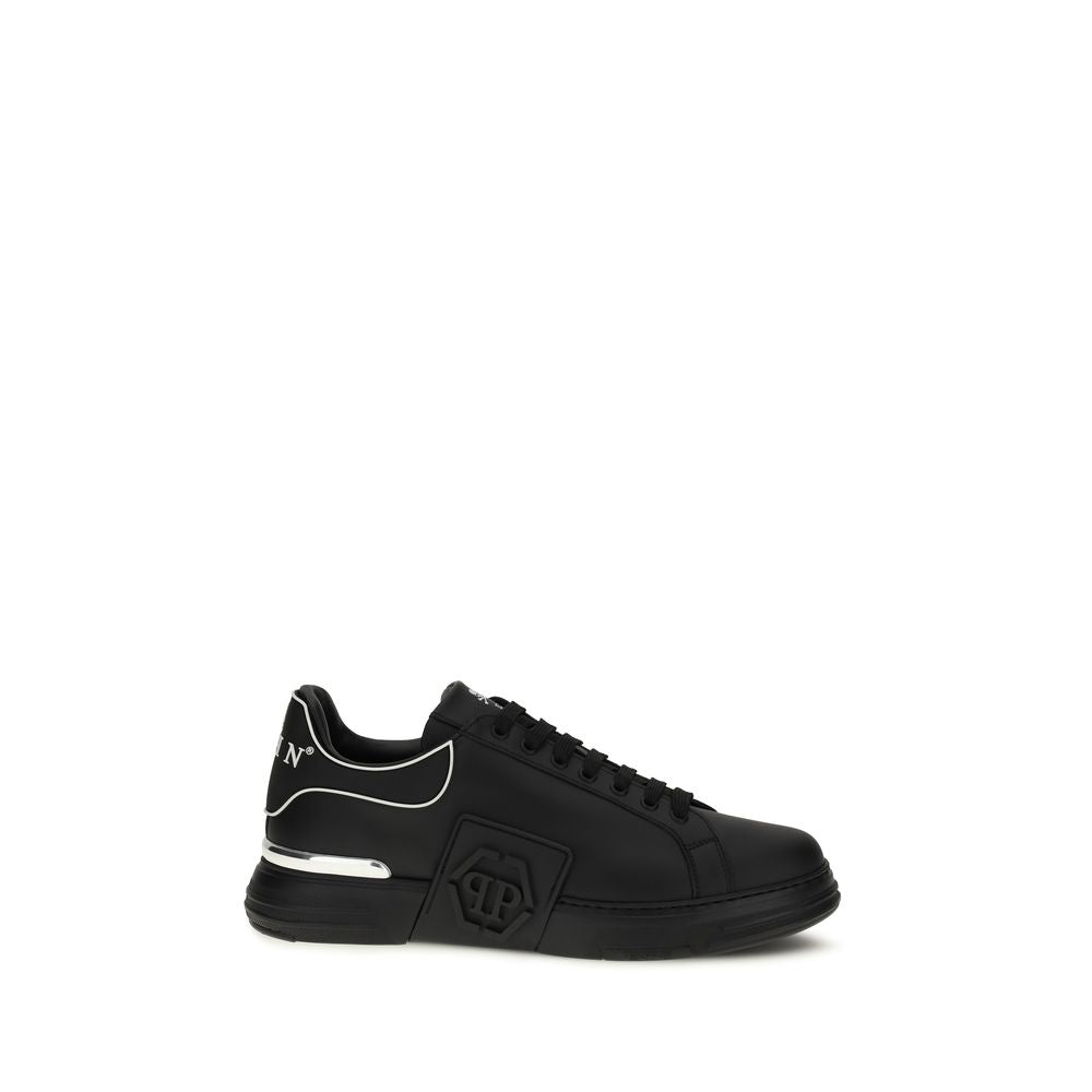 Philipp Plein Black Calf Leather Bos Taurus Low Top Sneakers - Luxury Boutique Co